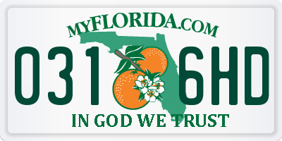 FL license plate 0316HD