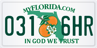 FL license plate 0316HR