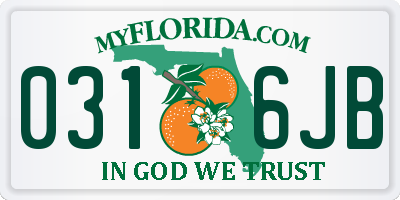 FL license plate 0316JB