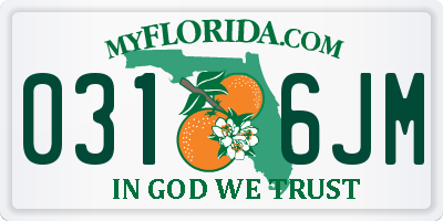FL license plate 0316JM