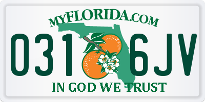 FL license plate 0316JV
