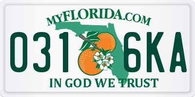FL license plate 0316KA