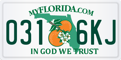 FL license plate 0316KJ