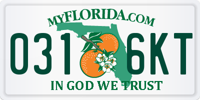 FL license plate 0316KT