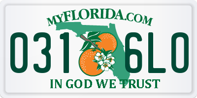 FL license plate 0316LO