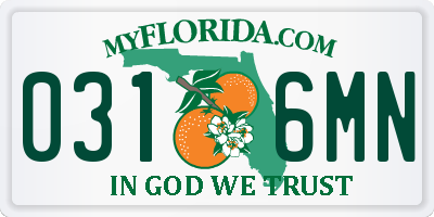 FL license plate 0316MN