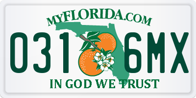 FL license plate 0316MX