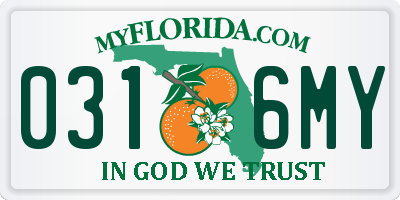 FL license plate 0316MY