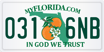 FL license plate 0316NB