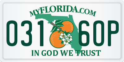 FL license plate 0316OP