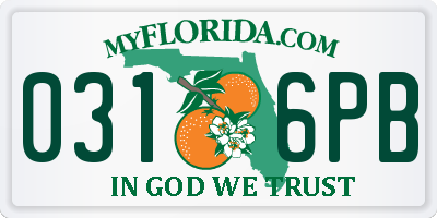 FL license plate 0316PB