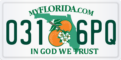 FL license plate 0316PQ