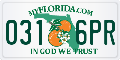 FL license plate 0316PR