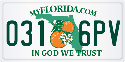 FL license plate 0316PV