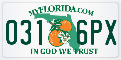 FL license plate 0316PX