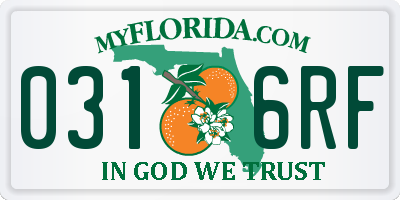 FL license plate 0316RF