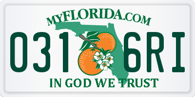 FL license plate 0316RI