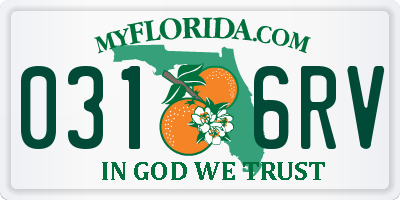FL license plate 0316RV