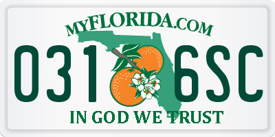 FL license plate 0316SC