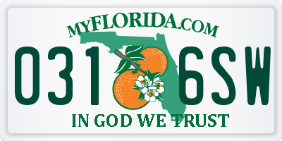 FL license plate 0316SW