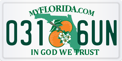 FL license plate 0316UN