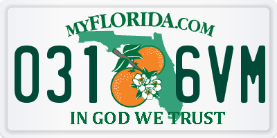 FL license plate 0316VM