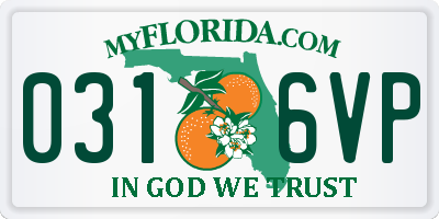 FL license plate 0316VP