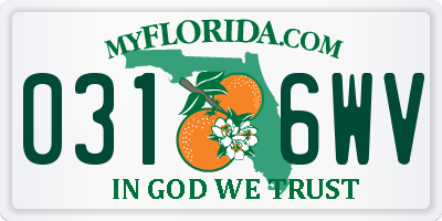 FL license plate 0316WV