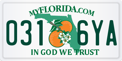 FL license plate 0316YA