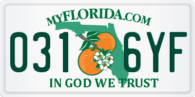 FL license plate 0316YF