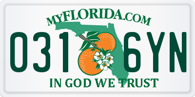 FL license plate 0316YN