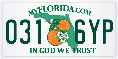 FL license plate 0316YP