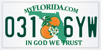 FL license plate 0316YW