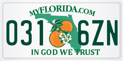 FL license plate 0316ZN