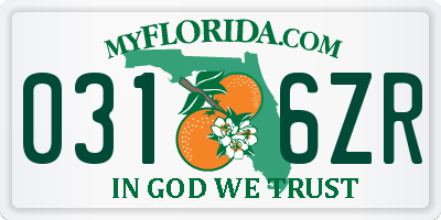 FL license plate 0316ZR