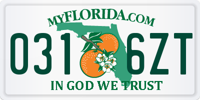 FL license plate 0316ZT