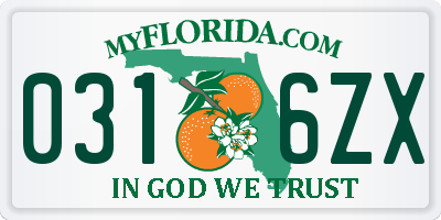 FL license plate 0316ZX