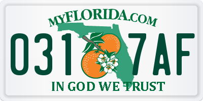 FL license plate 0317AF