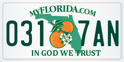 FL license plate 0317AN