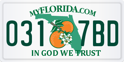 FL license plate 0317BD