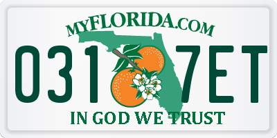 FL license plate 0317ET