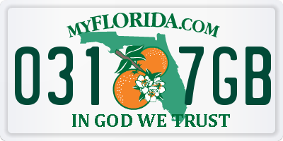 FL license plate 0317GB