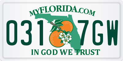 FL license plate 0317GW