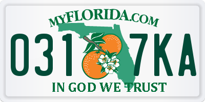 FL license plate 0317KA