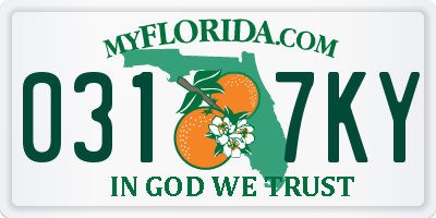 FL license plate 0317KY