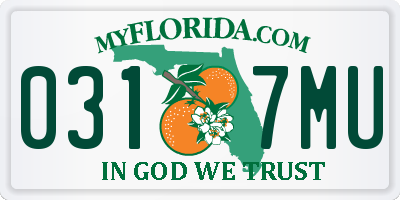 FL license plate 0317MU