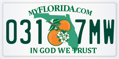 FL license plate 0317MW