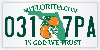 FL license plate 0317PA