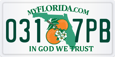 FL license plate 0317PB
