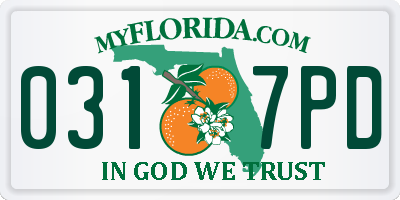 FL license plate 0317PD
